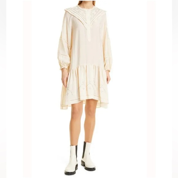 NWT MUNTHE Capture Dress Boho Ruffle Studded Sustainable Long Sleeve EU 40 - Picture 6 of 9